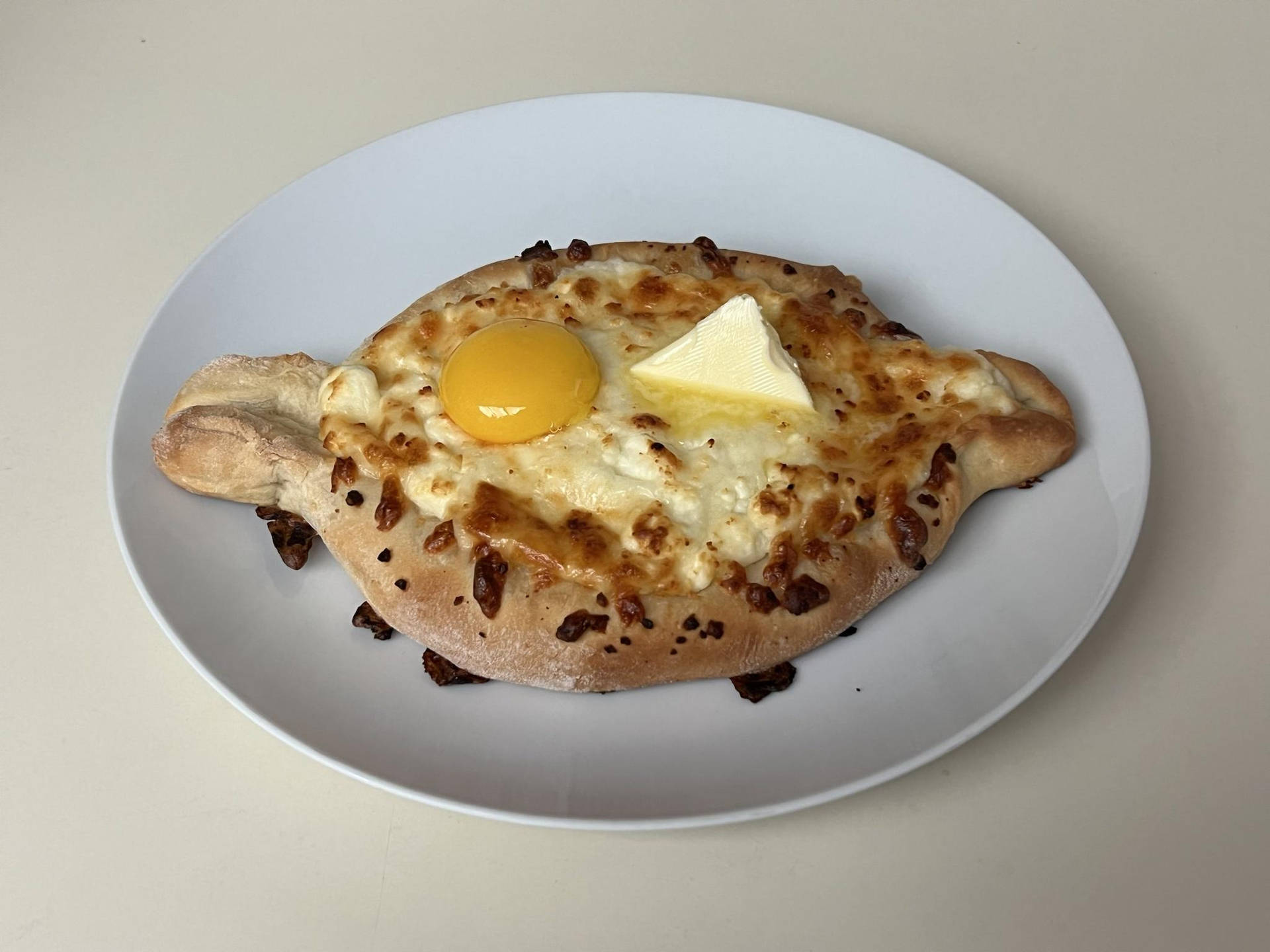 Minimalist Baked Khachapuri Cheese Dish Background