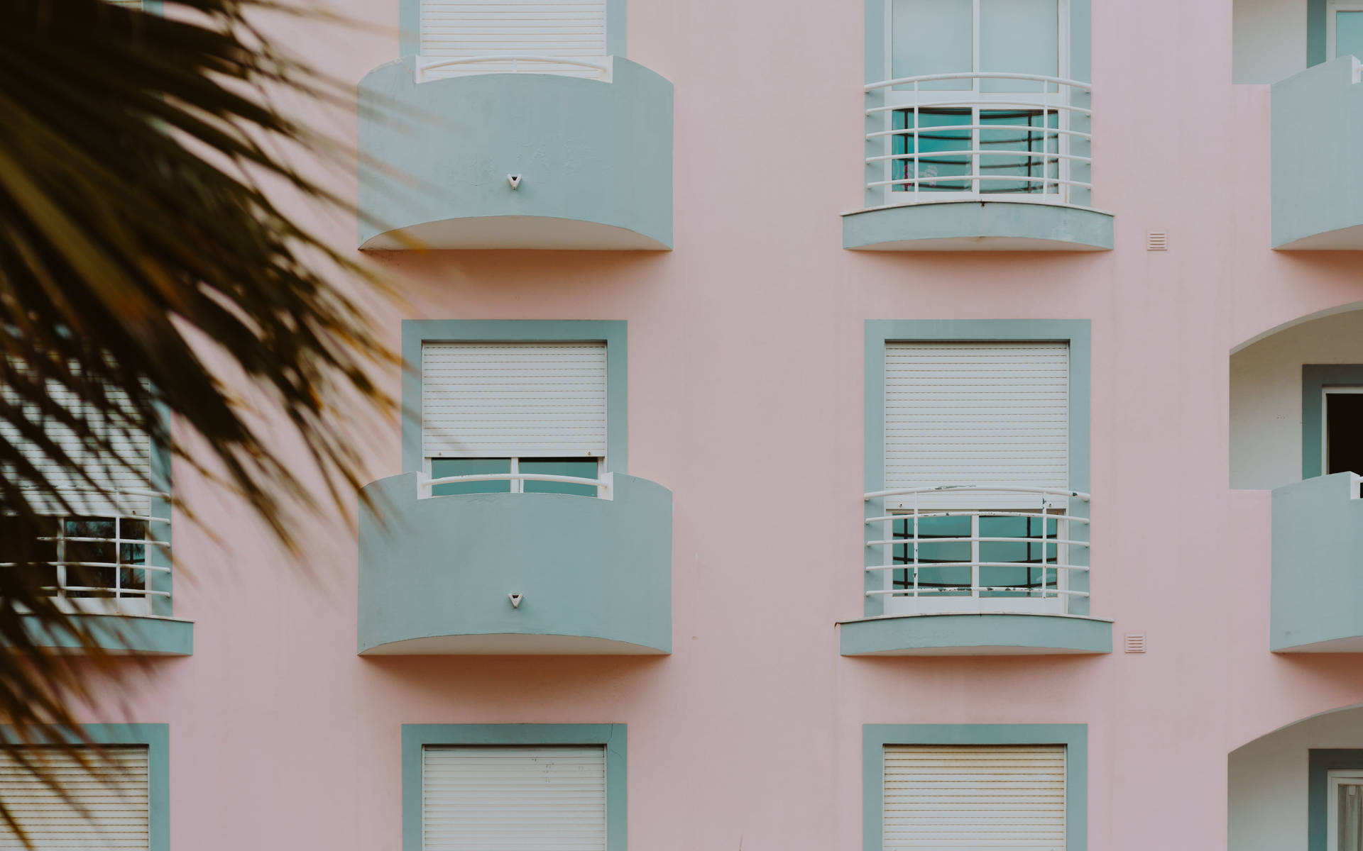 Minimalist Balconies In Pastel Colors Background