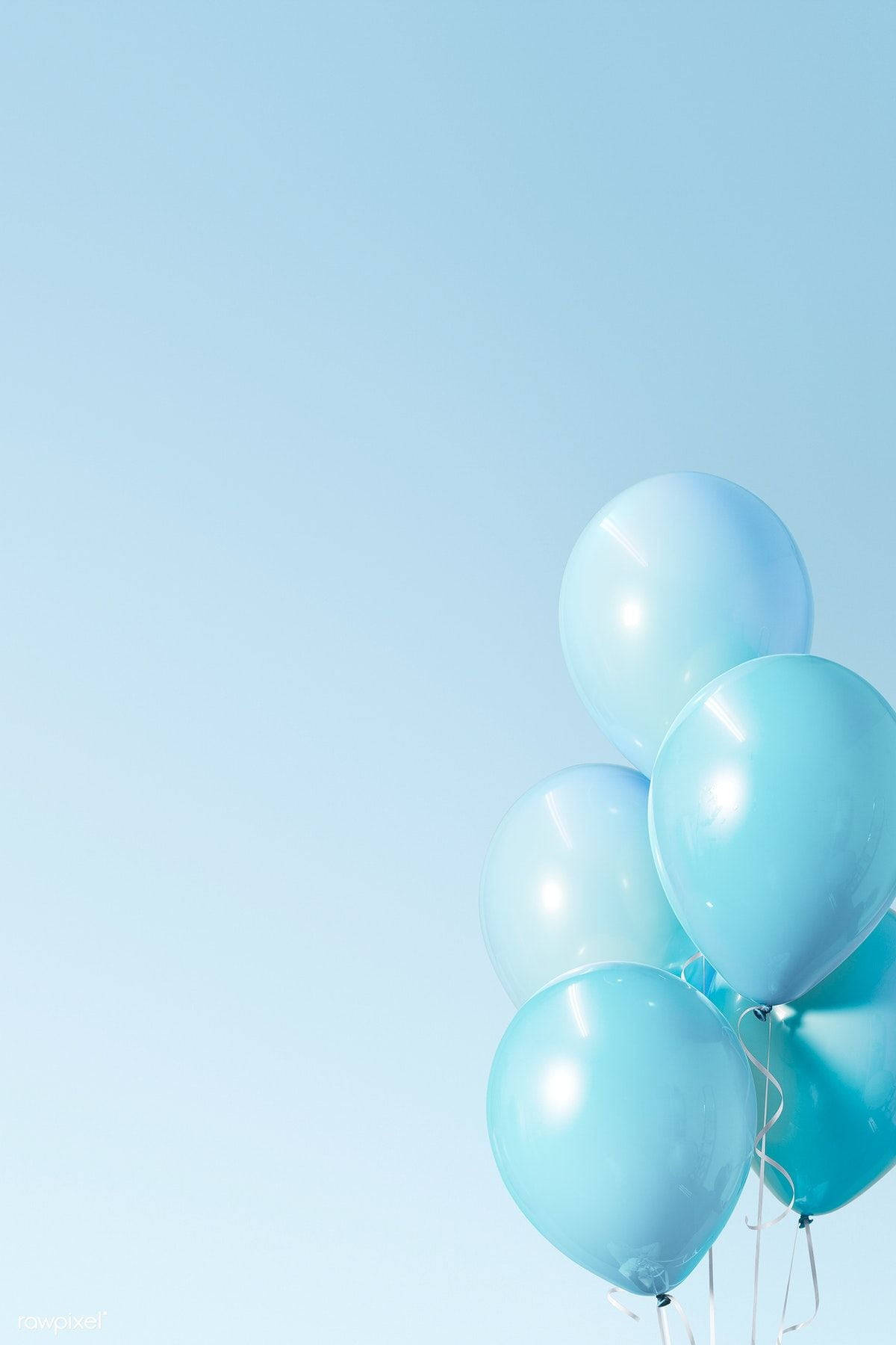 Minimalist Balloons Light Blue Aesthetic Iphone Background