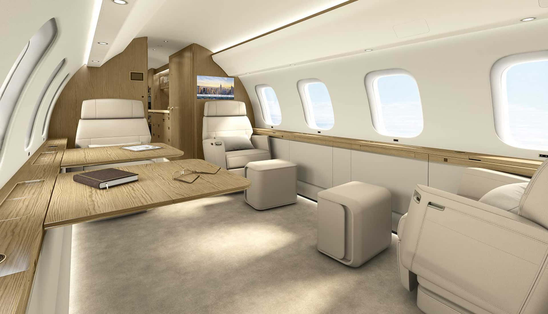 Minimalist Beige Interior Inside Airplane