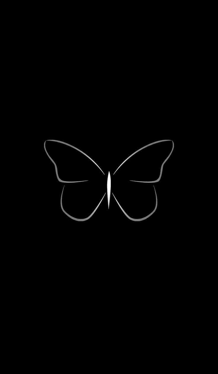 Minimalist Black Butterflyon Dark Background Background