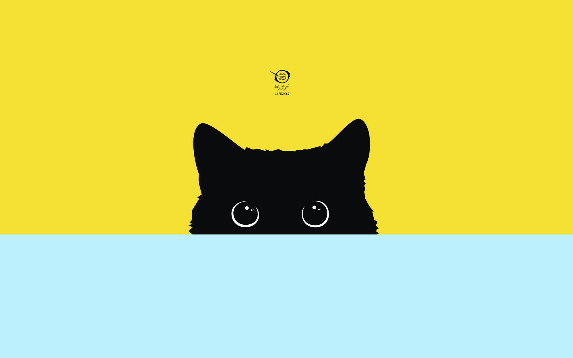 Minimalist Black Cartoon Cat Background