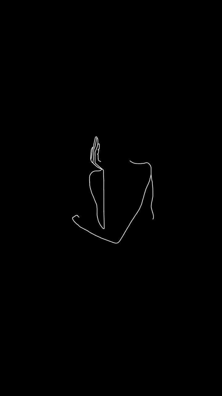 Minimalist Black Line Art Drawing Of A Woman Background