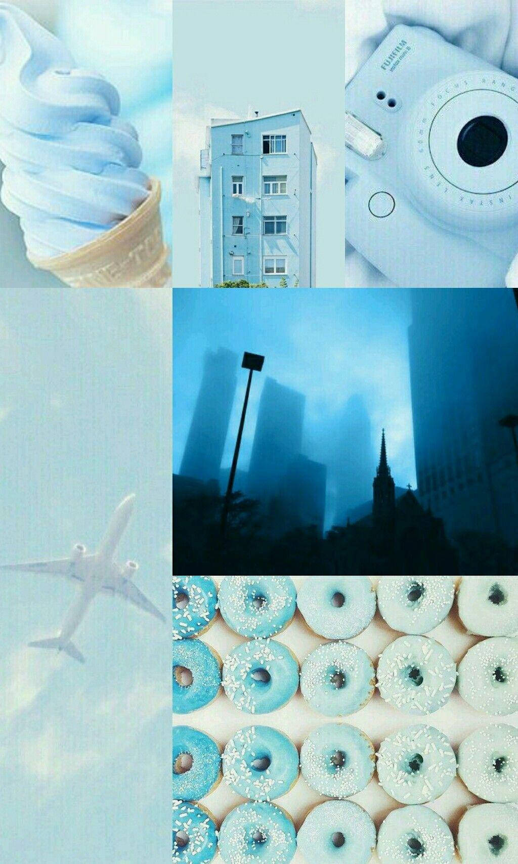 Minimalist Blue Aesthetic Collage Background