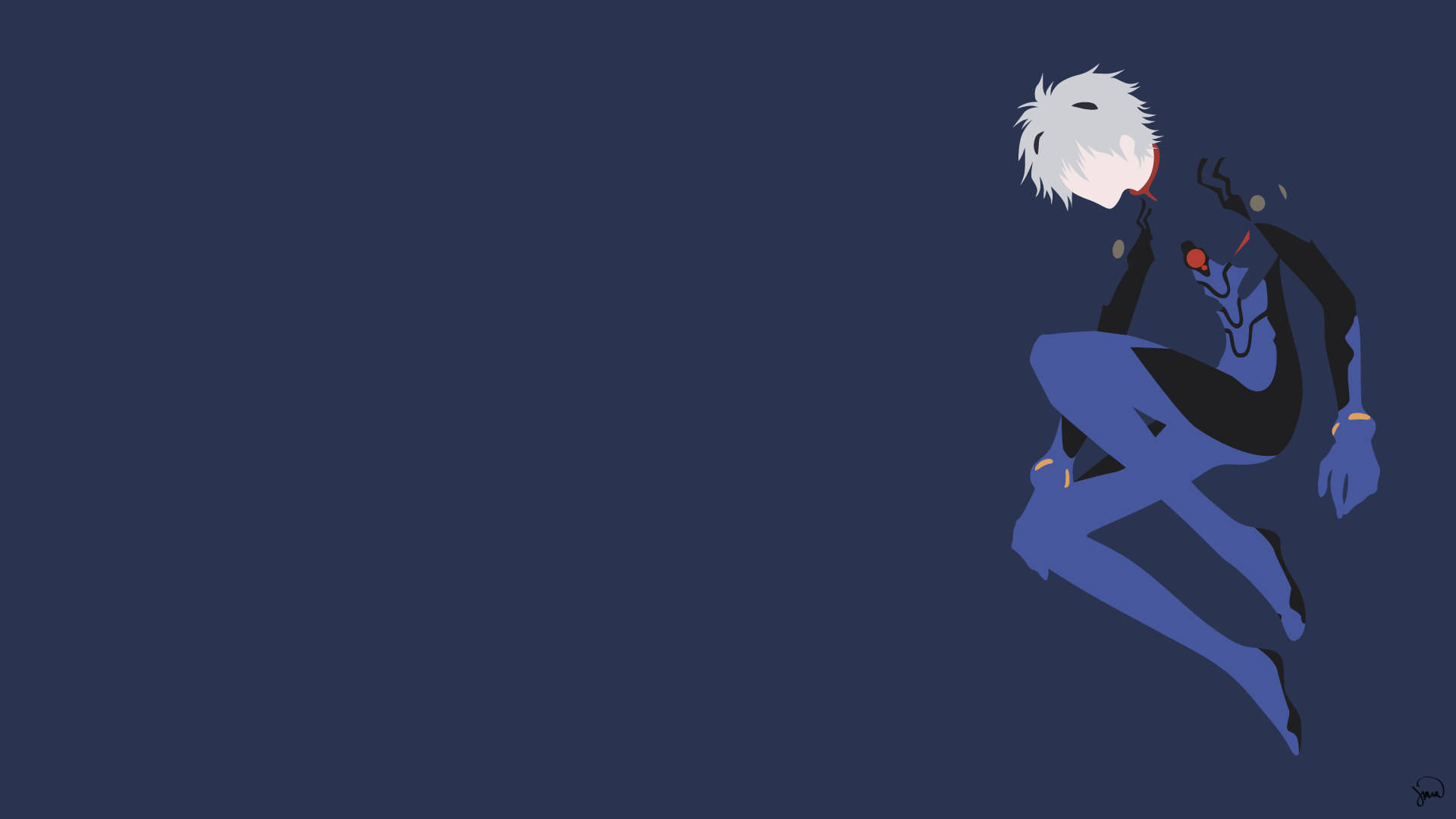 Minimalist Blue Kaworu Nagisa Background