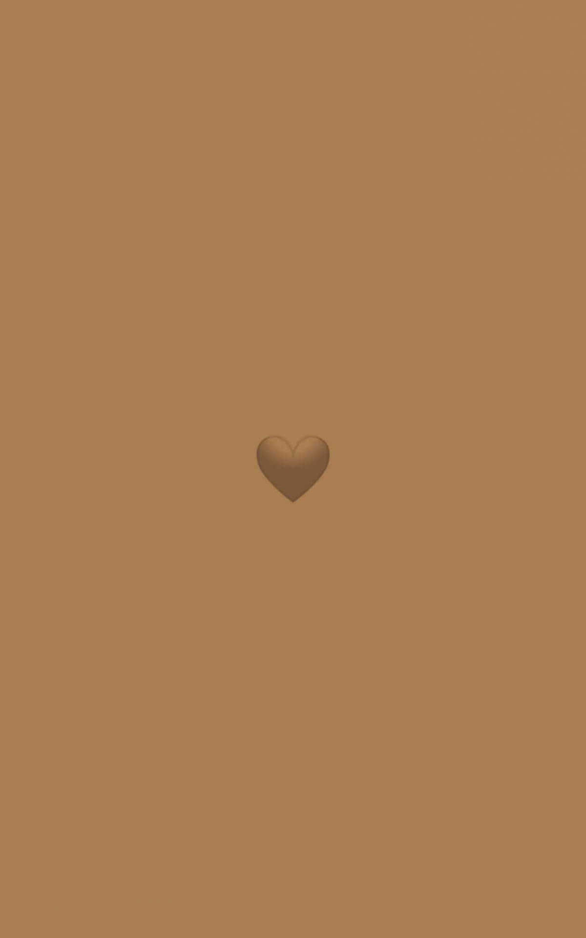 Minimalist Brown Aesthetic With Heart Background