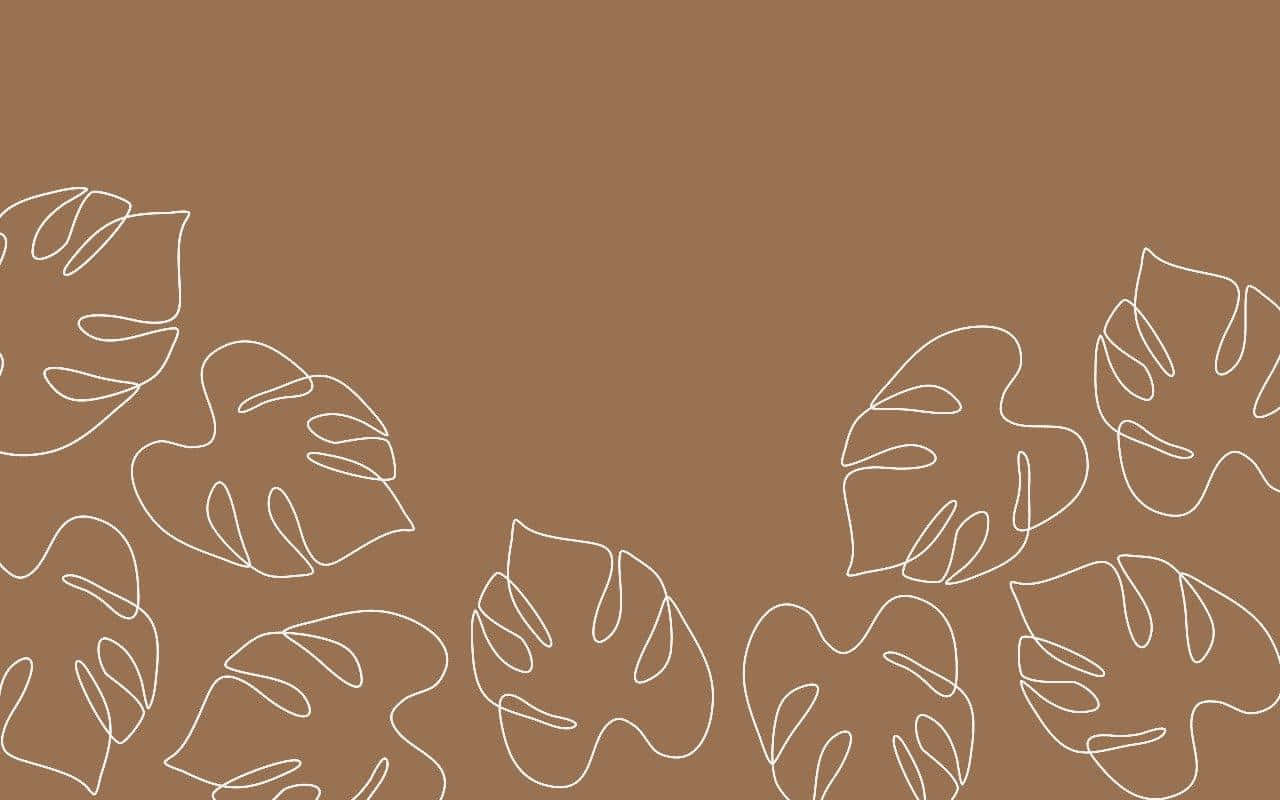 Minimalist Brown Monstera Leaves Background Background