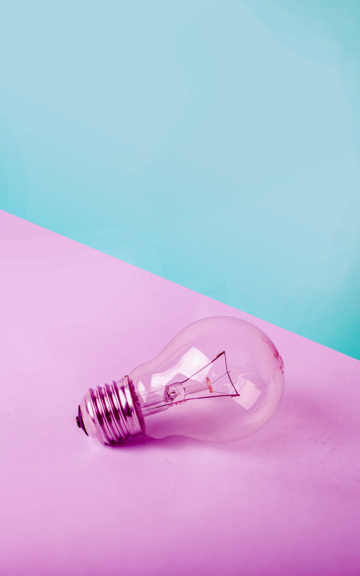 Minimalist Bulb In Pastel Blue And Violet Background