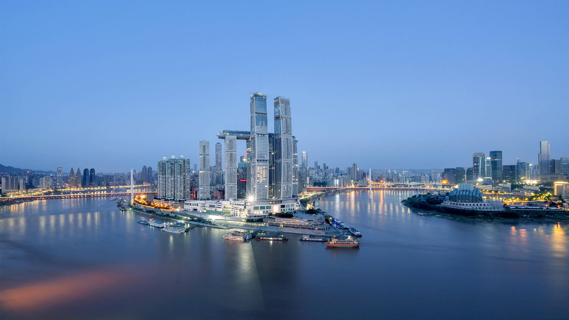 Minimalist Chongqing China Cityscape Background