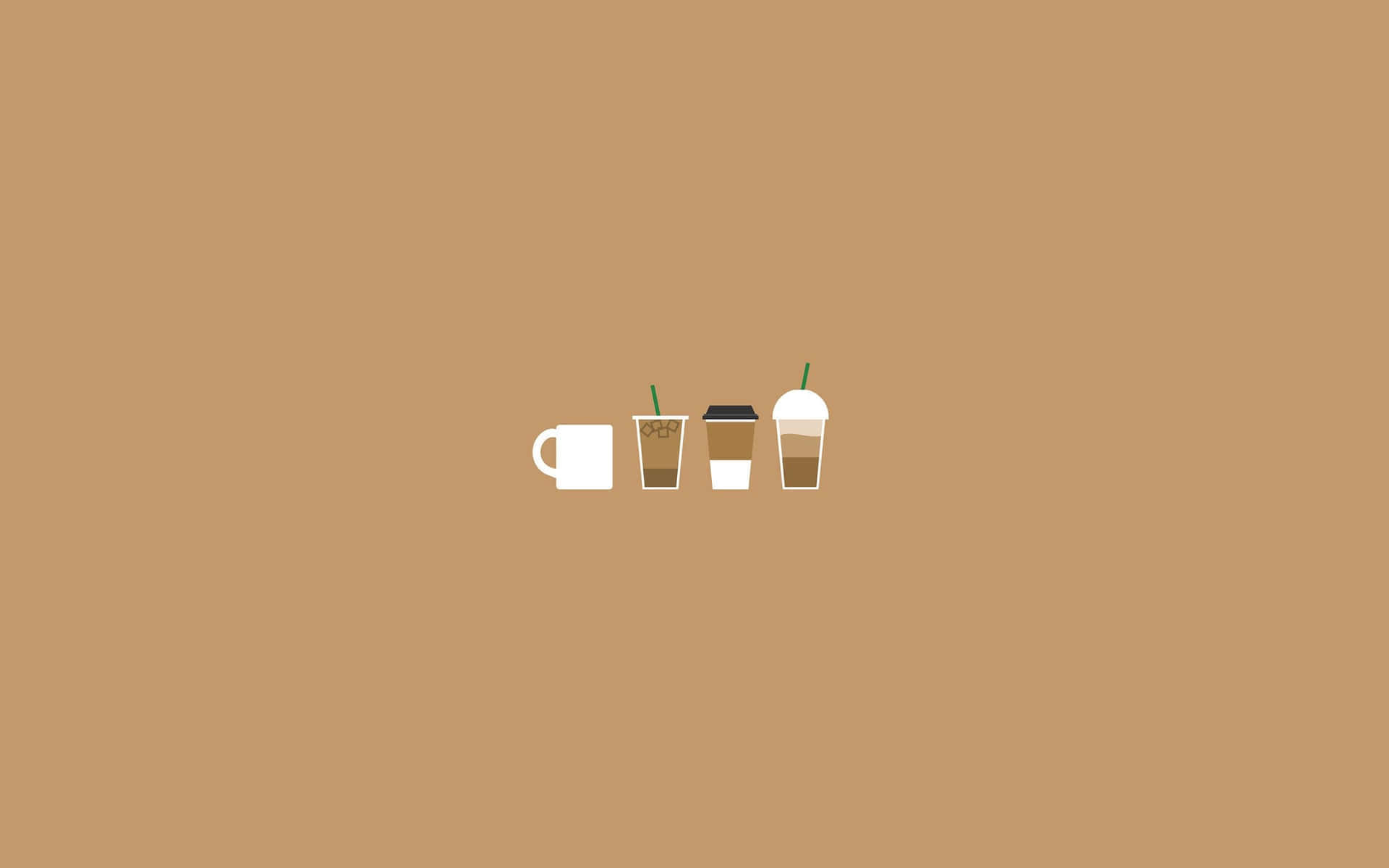 Minimalist Coffee Cups Brown Background Background