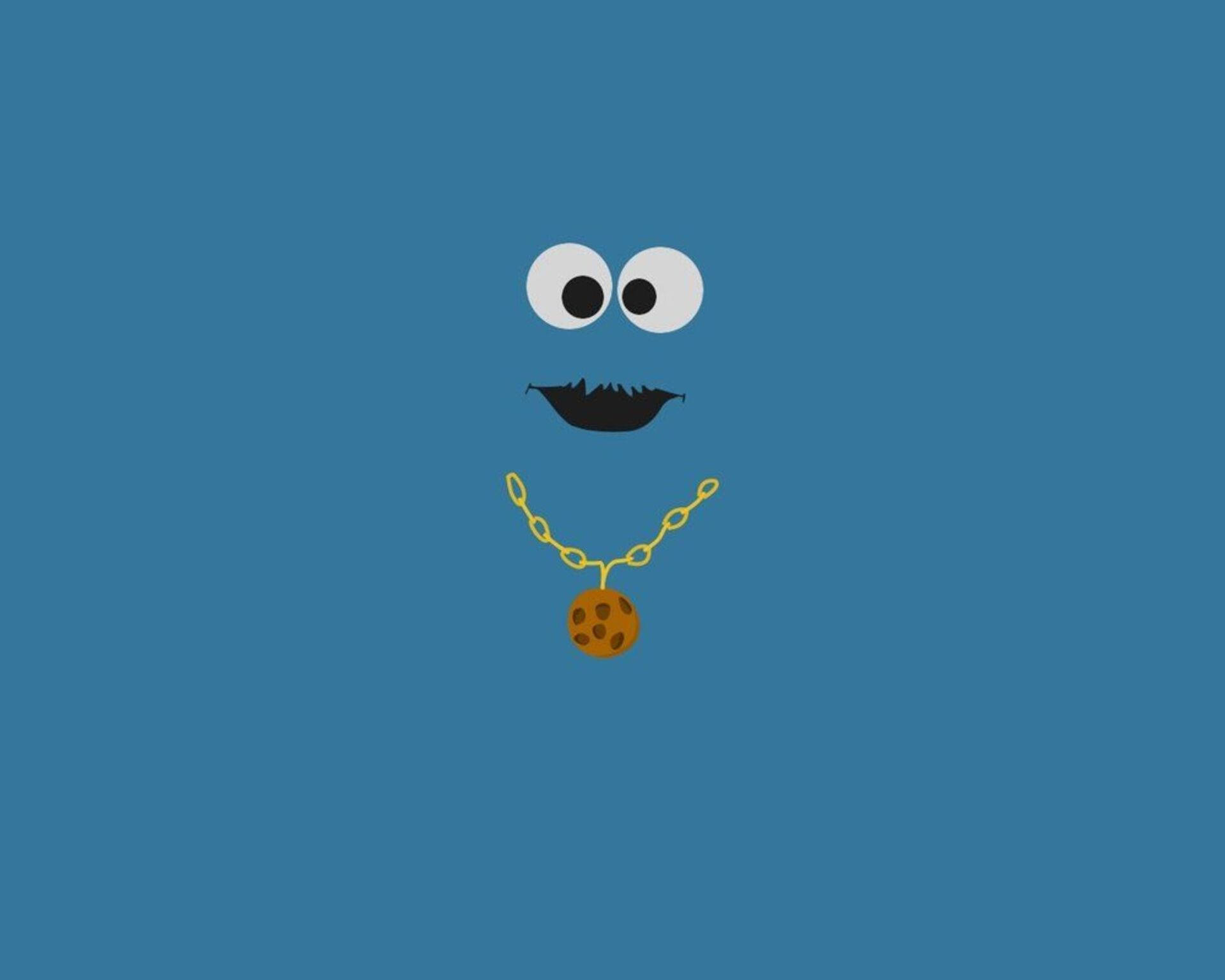 Minimalist Cookie Monster With Necklace Background