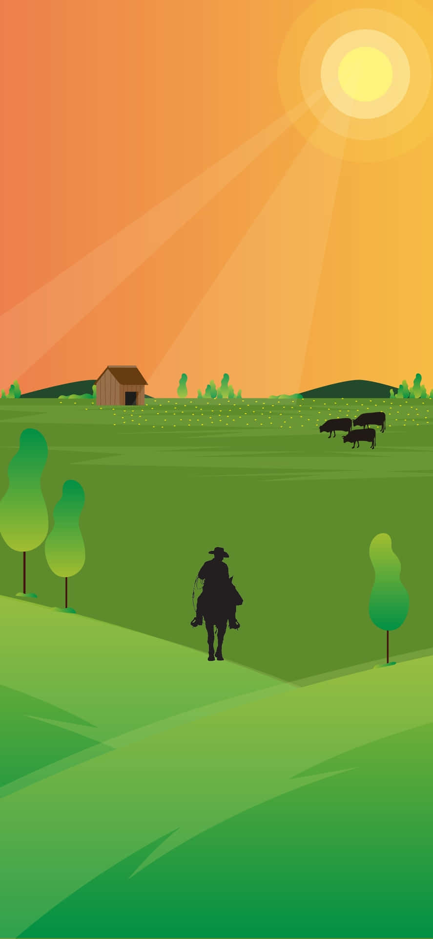 Minimalist Cowboy Iphone Vector Art Background