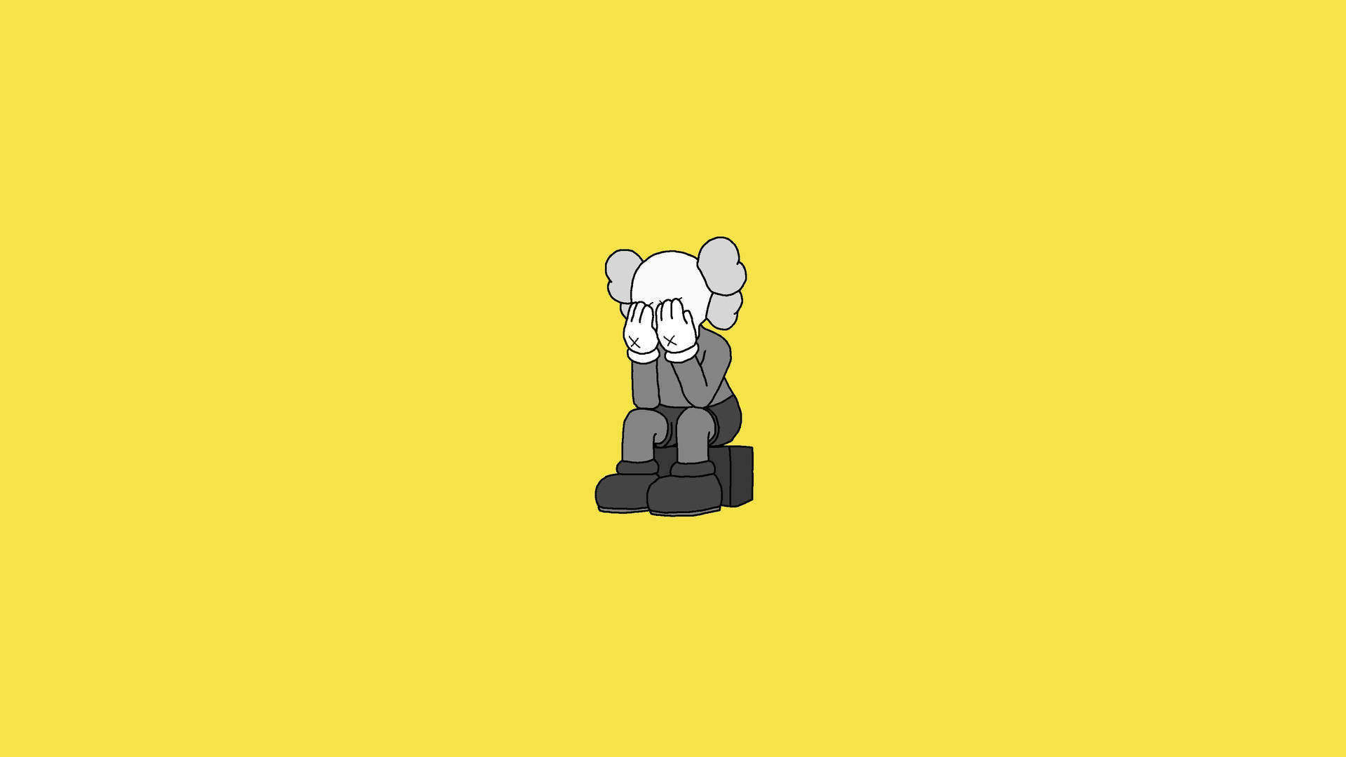 Minimalist Crying Kaws Pc Yellow Background