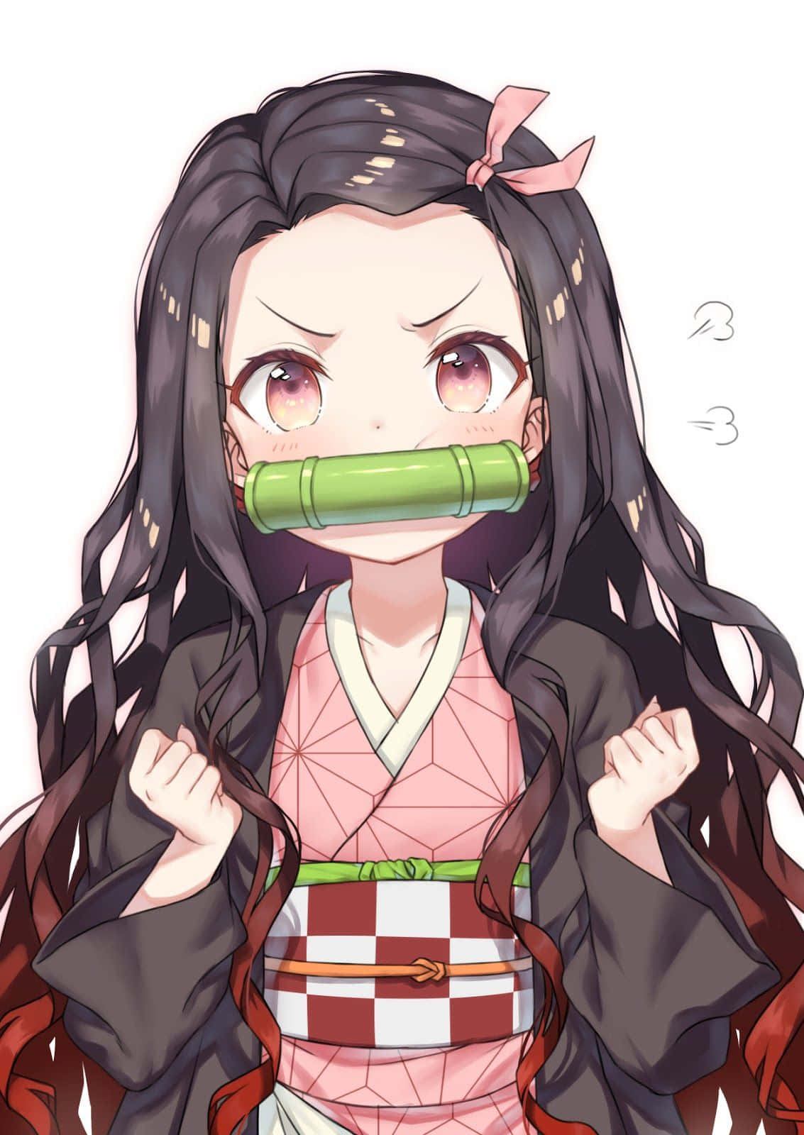Minimalist Cute Nezuko Kamado With Angry Facial Expression