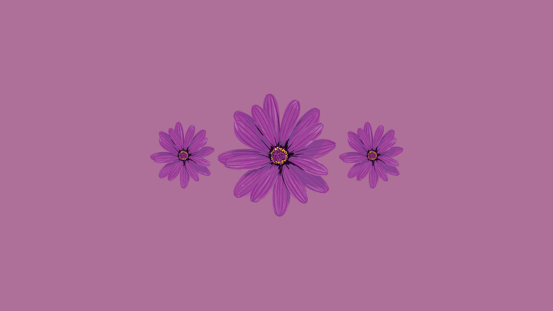 Minimalist Cute Purple Aesthetic Flowers Background