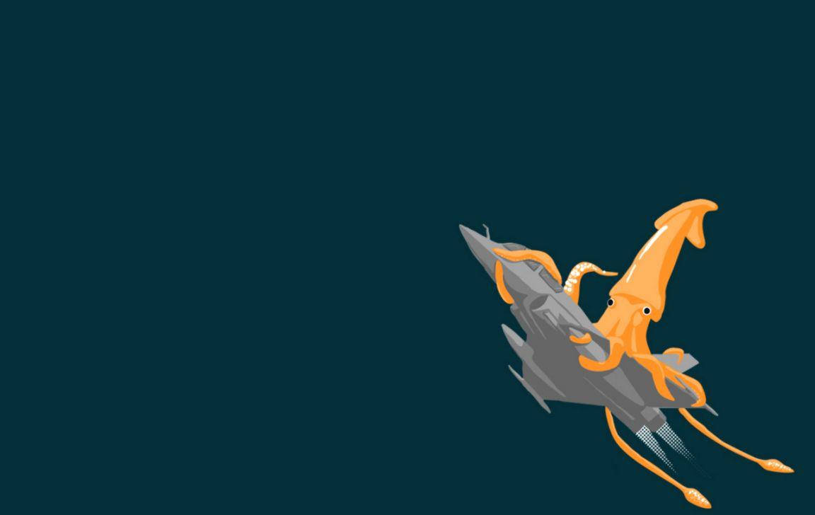 Minimalist Desktop Squid In A Rocket