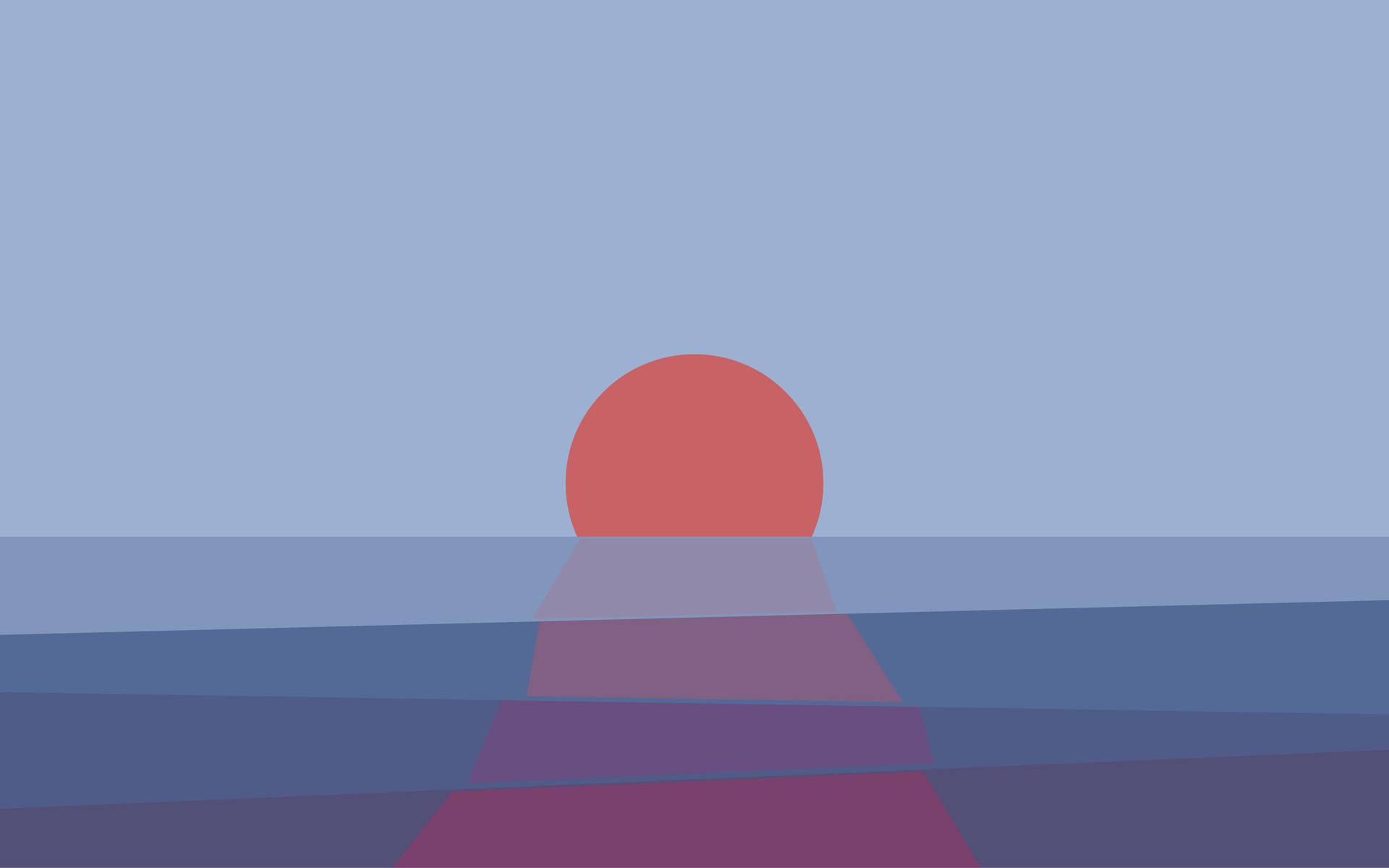 Minimalist Desktop Sunset In The Ocean Background