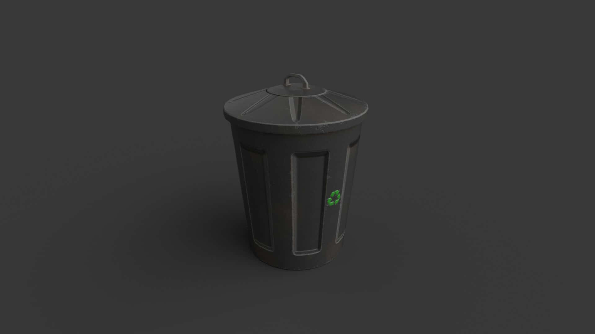 Minimalist Digital Art Of Black Trash Can Background