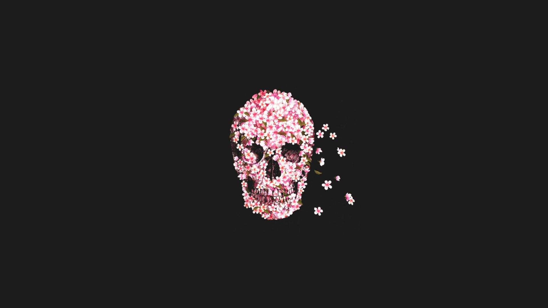 Minimalist Flower Computer Skull