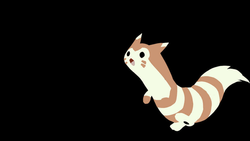Minimalist Furret With Black Backdrop Background