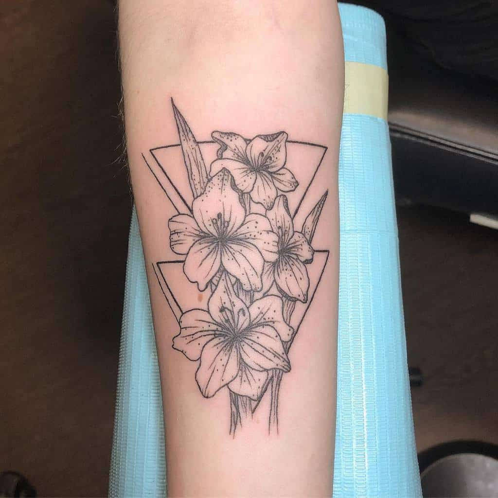Minimalist Gladiolus Flower Tattoo Background
