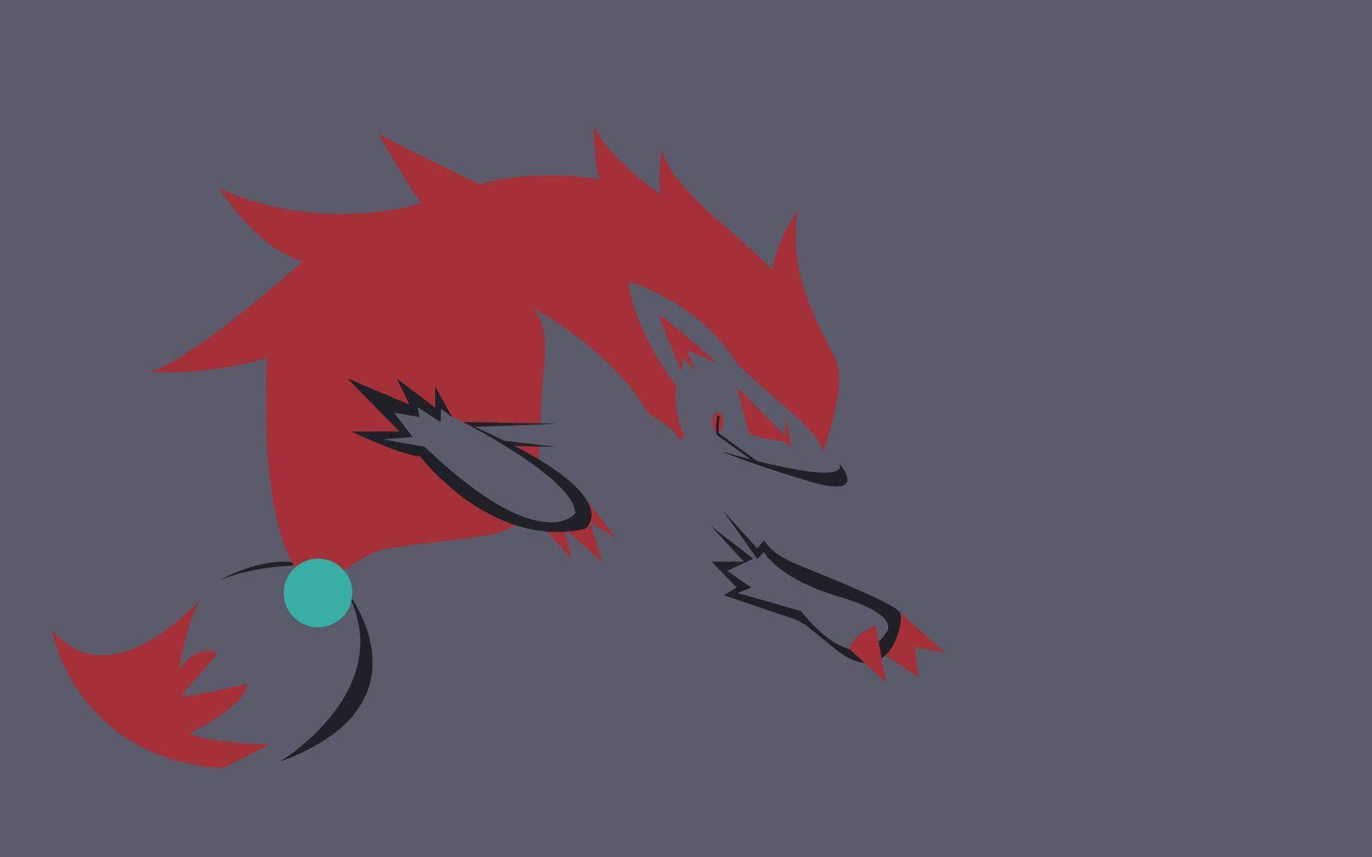 Minimalist Gray And Red Zoroark