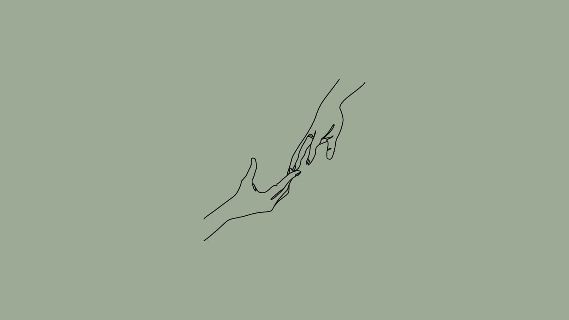 Minimalist Green Background Touching Hands Background