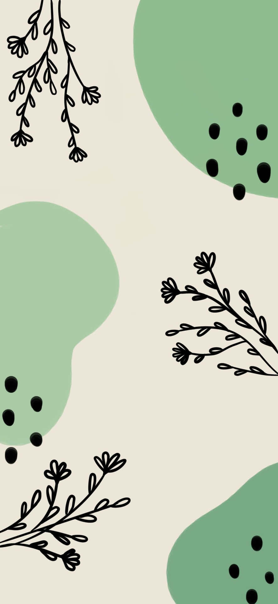 Minimalist Green Floral Abstract Background