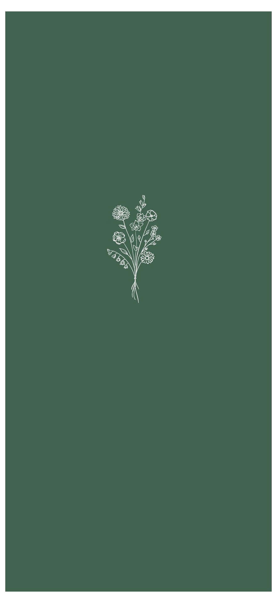 Minimalist Green Floral Illustration Background