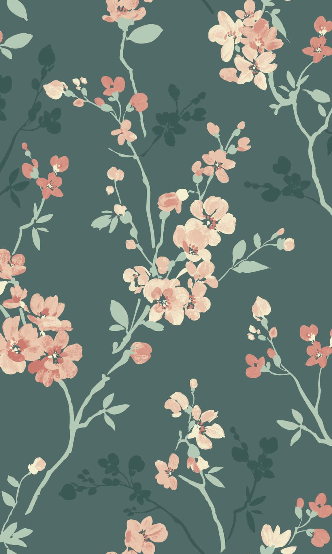 Minimalist Green Floral Pattern Background