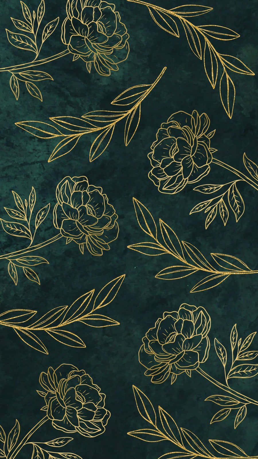 Minimalist Green Gold Floral Pattern Background