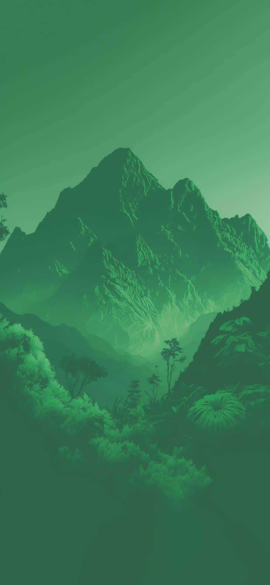 Minimalist Green Mountain Landscape Background