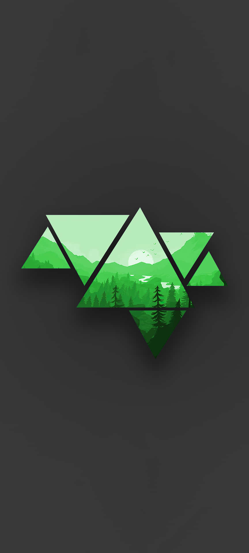 Minimalist Green Mountain Triangles Background