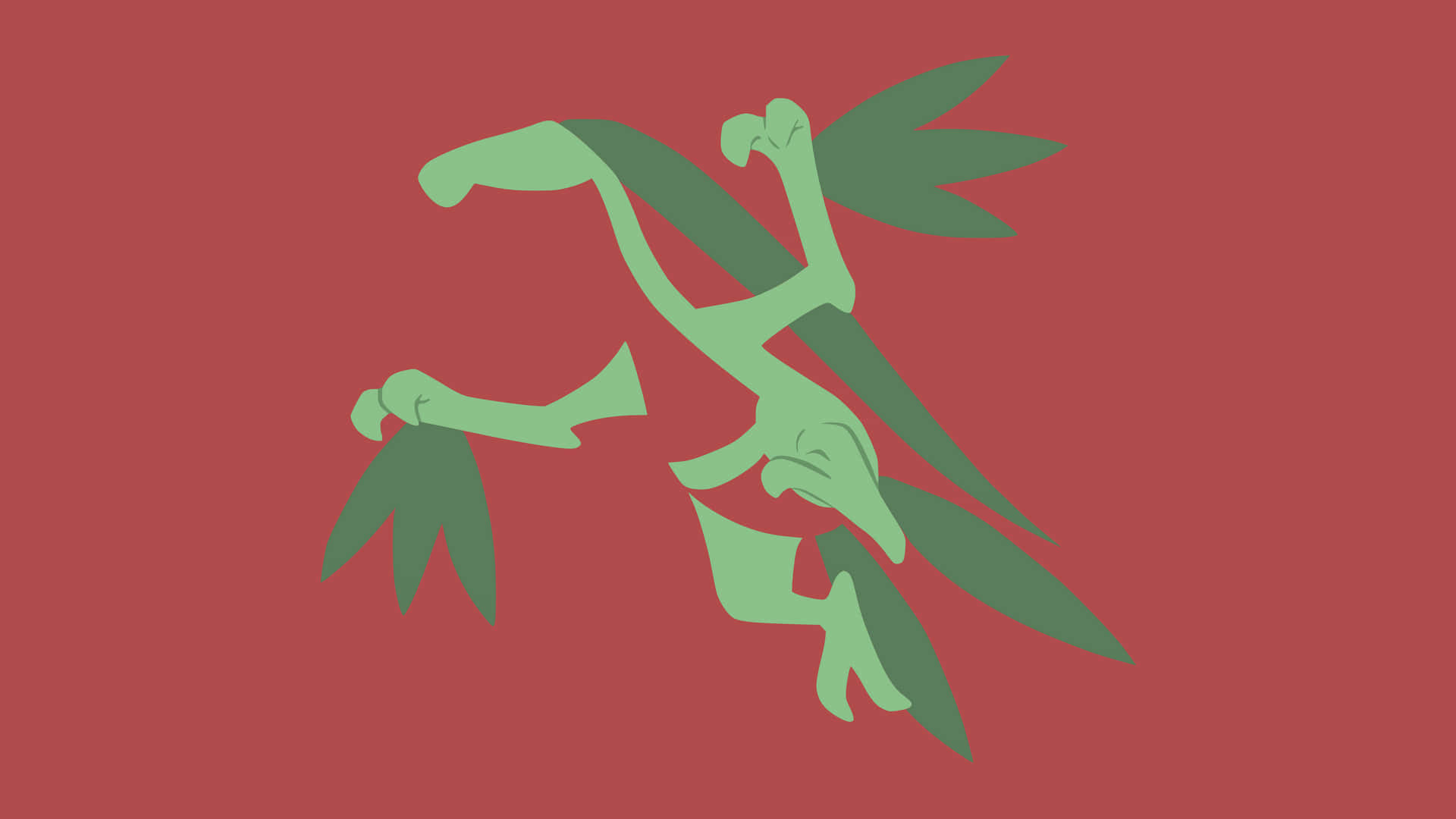 Minimalist Grovyle On Red Background Background