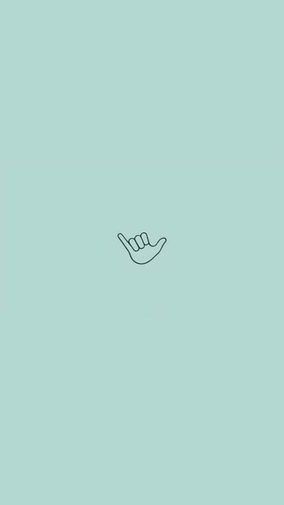 Minimalist Hang Loose Hand Sign Cute Iphone Teal Background