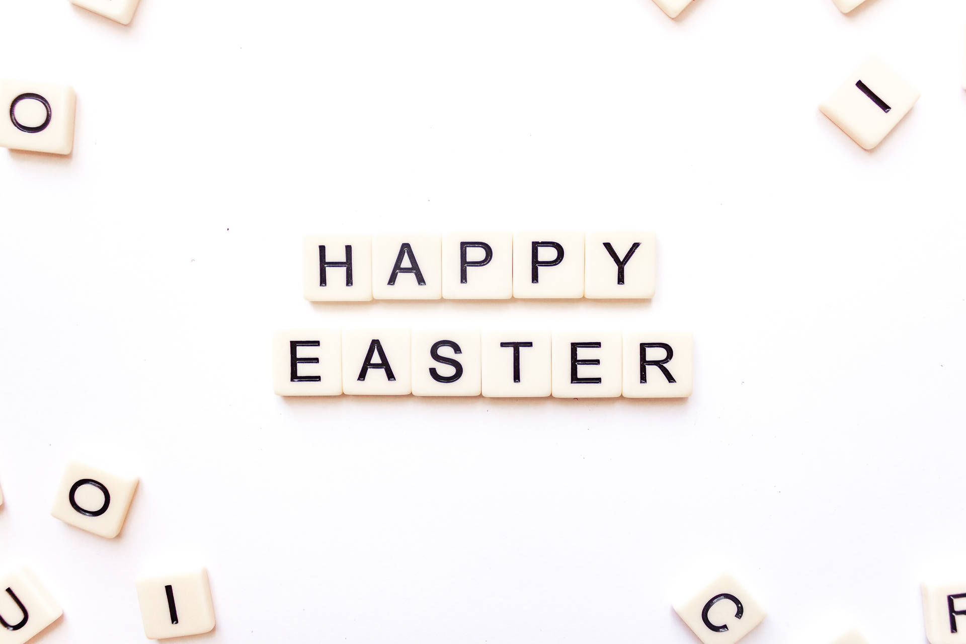 Minimalist Happy Easter Scrabble Tiles Background