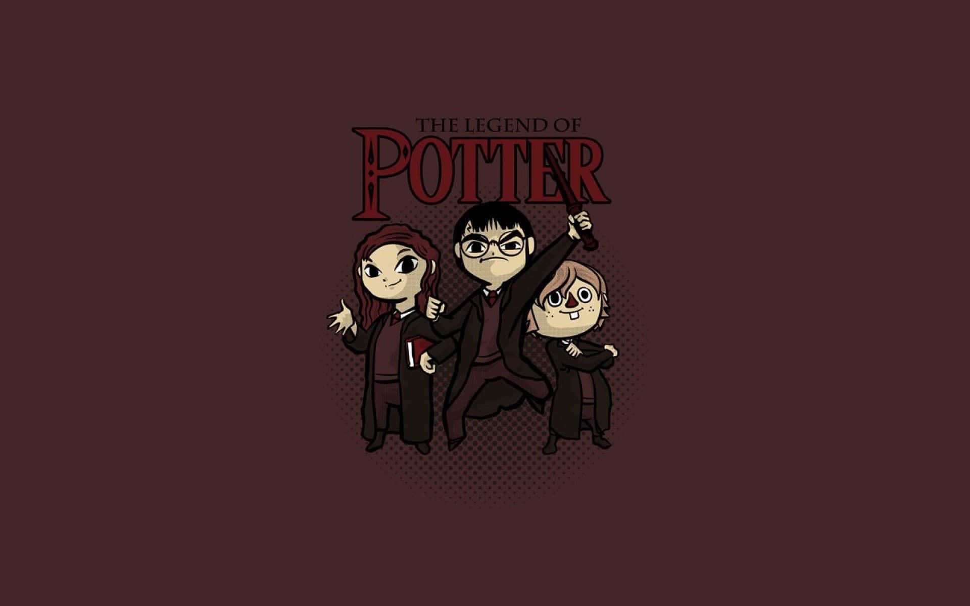 Minimalist Harry Potter Trio Illustration Background