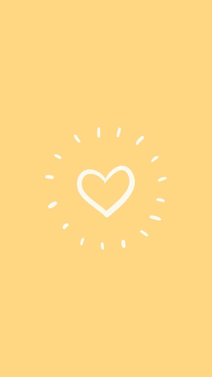 Minimalist Heart Cute Pastel Yellow Background