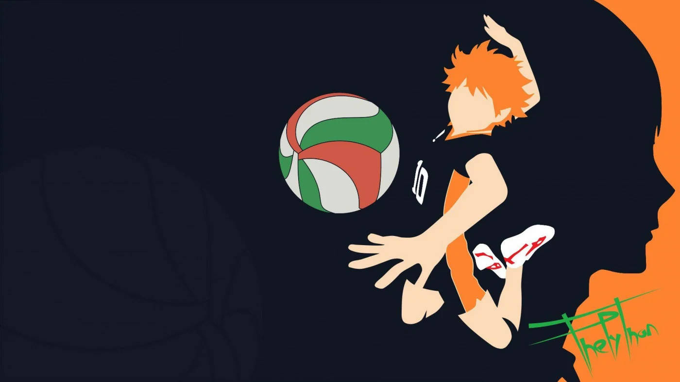 Minimalist Hinata Hitting A Volleyball Haikyuu Aesthetic Background