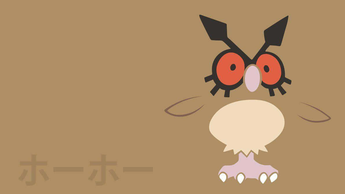 Minimalist Hoothoot Illustration With Japanese Name Background