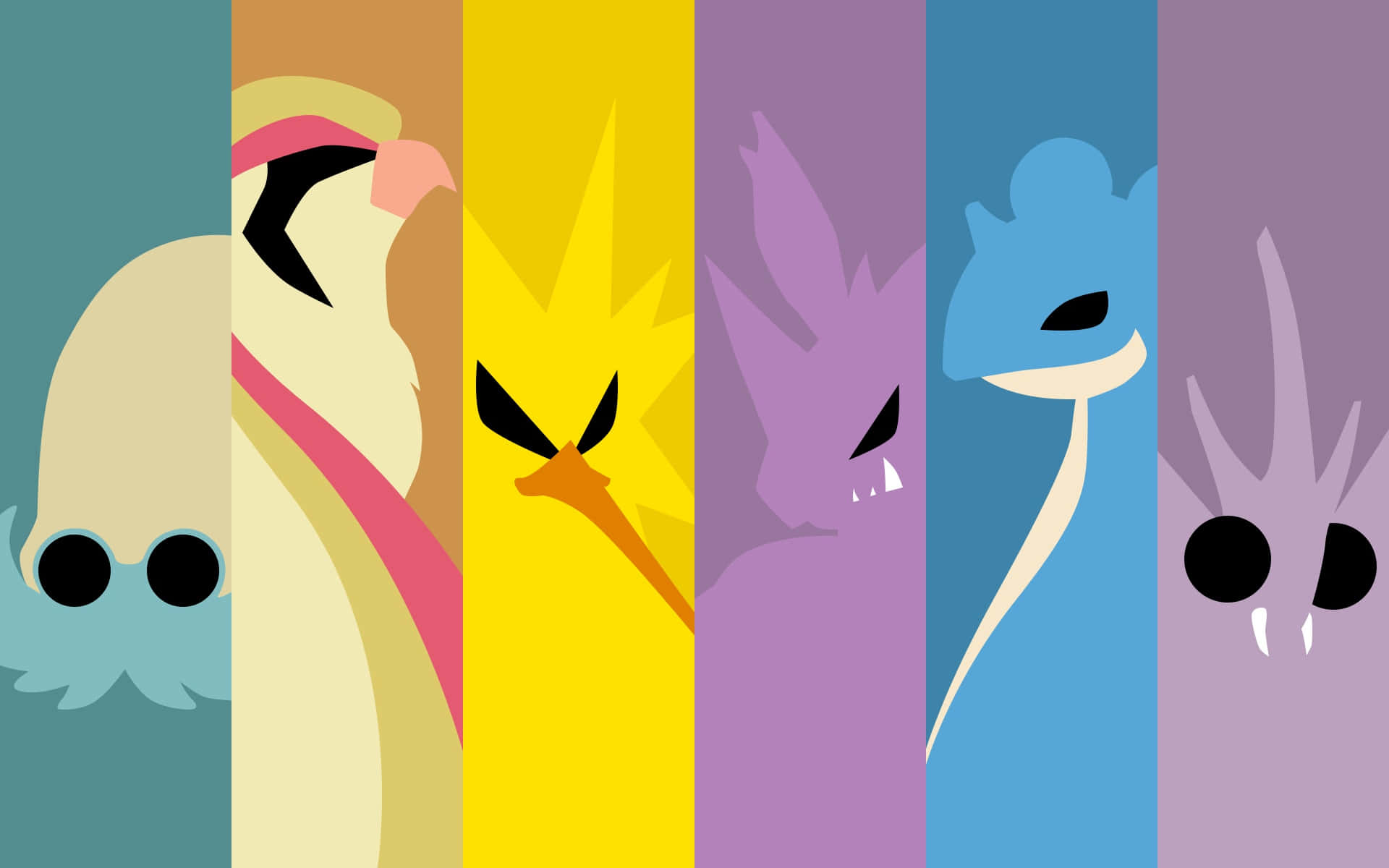 Minimalist Illustration Of Venomoth And Other Pokémon Background