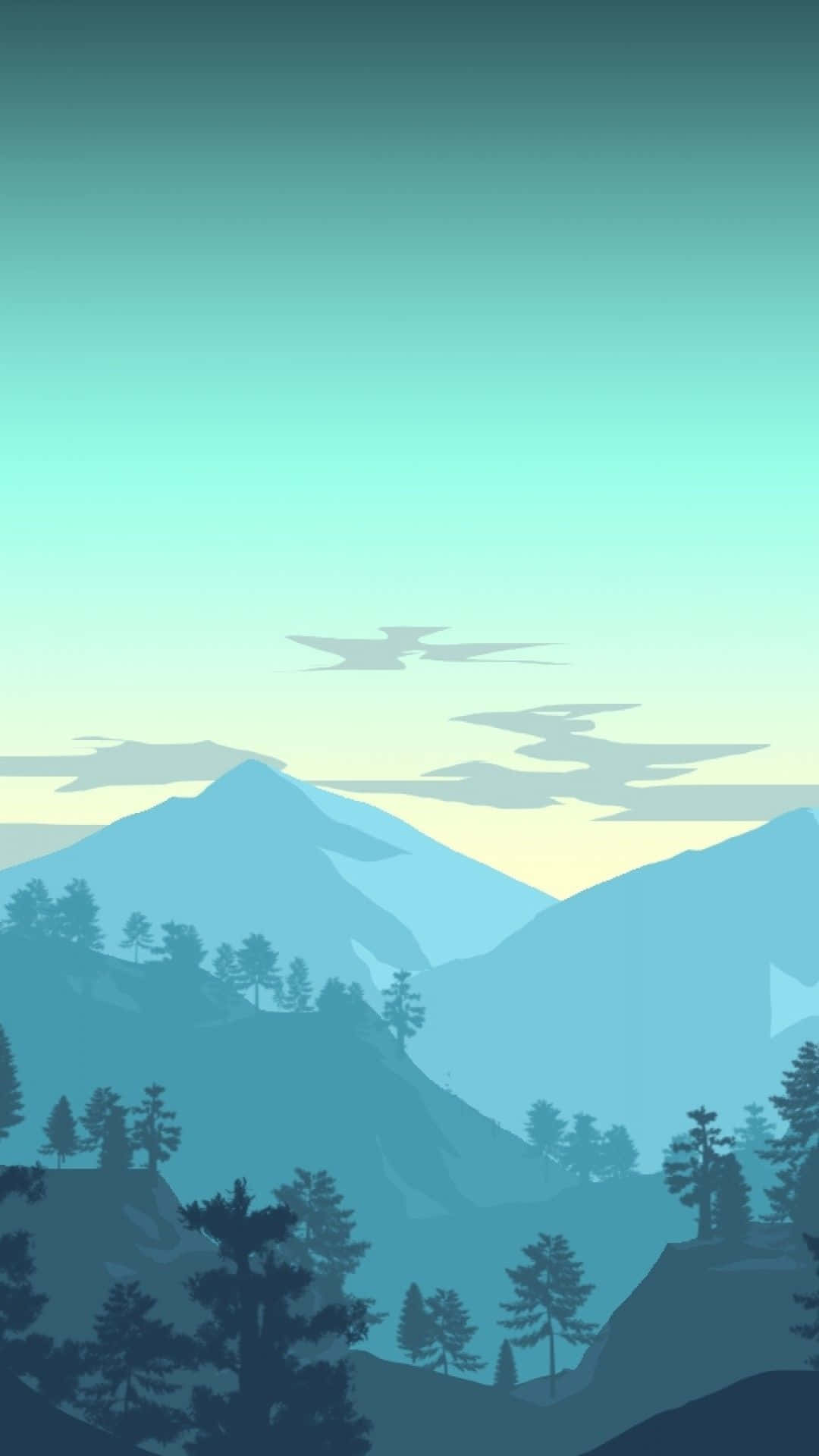 Minimalist Iphone X Blue Mountains Digital Art Background