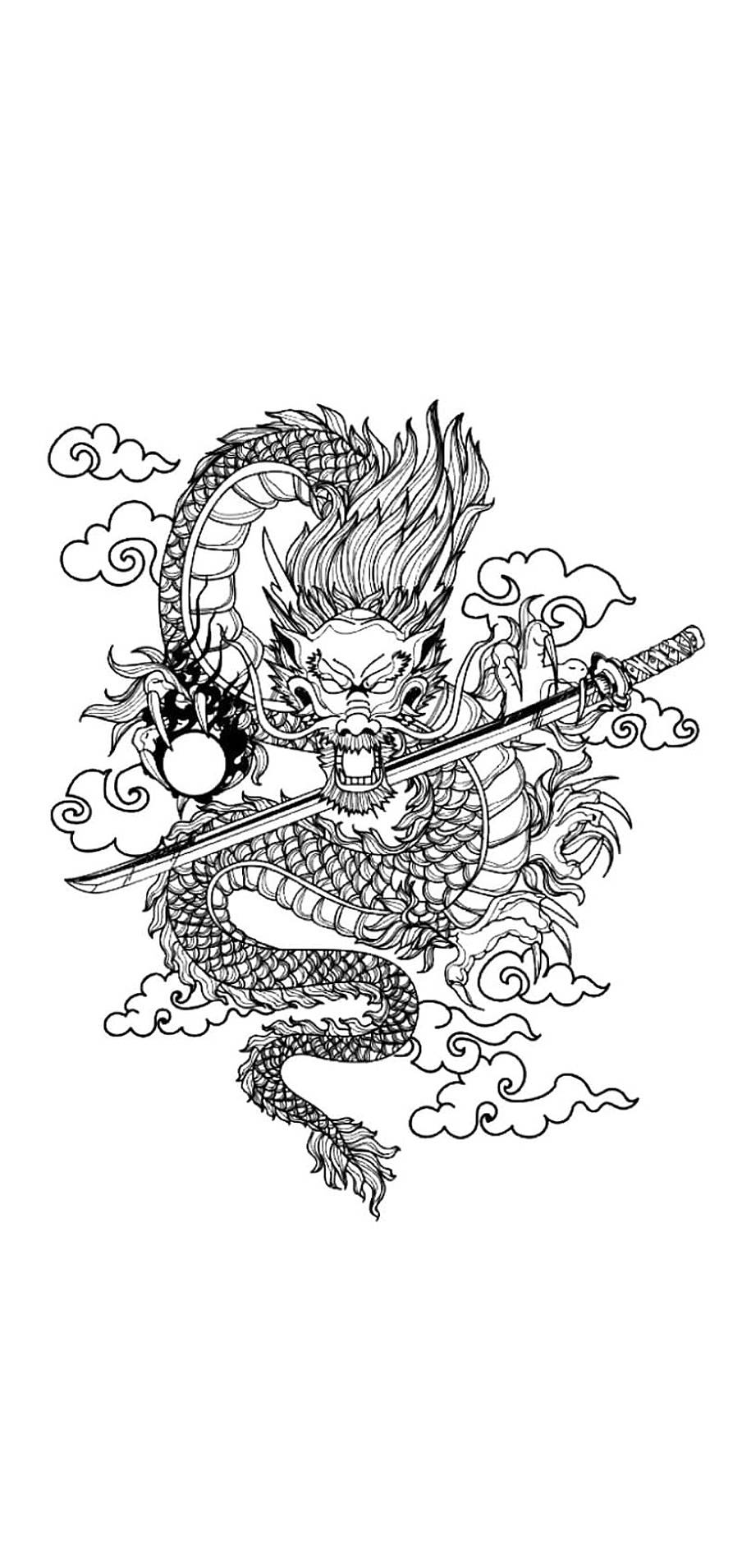 Minimalist Japanese Dragon Tattoo
