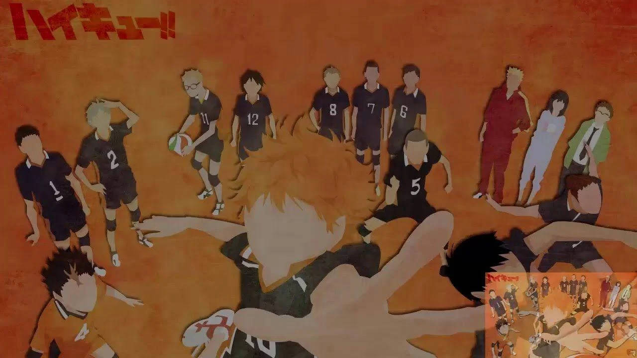 Minimalist Karasuno With Orange Backdrop Haikyuu Aesthetic Background