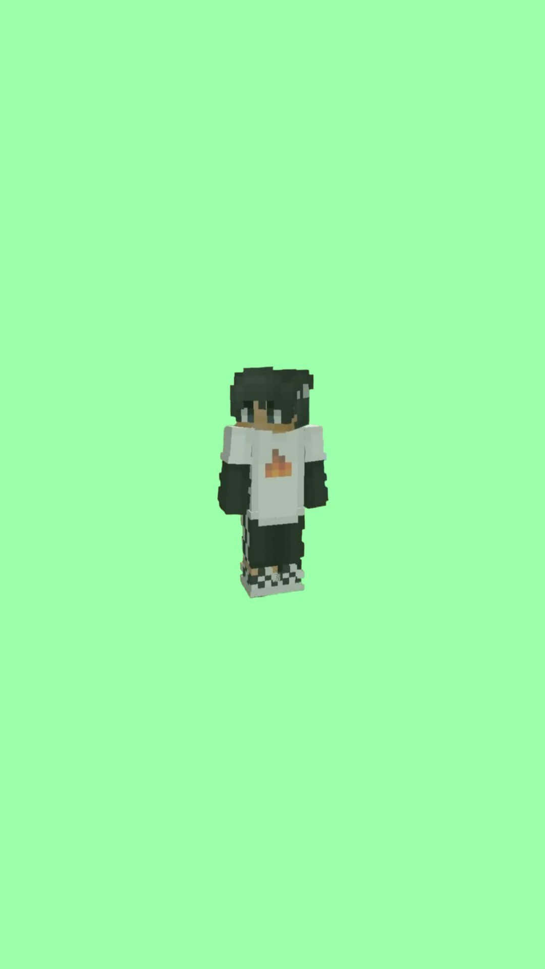 Minimalist Light Green Sapnap Minecraft Character Pixel Art Background