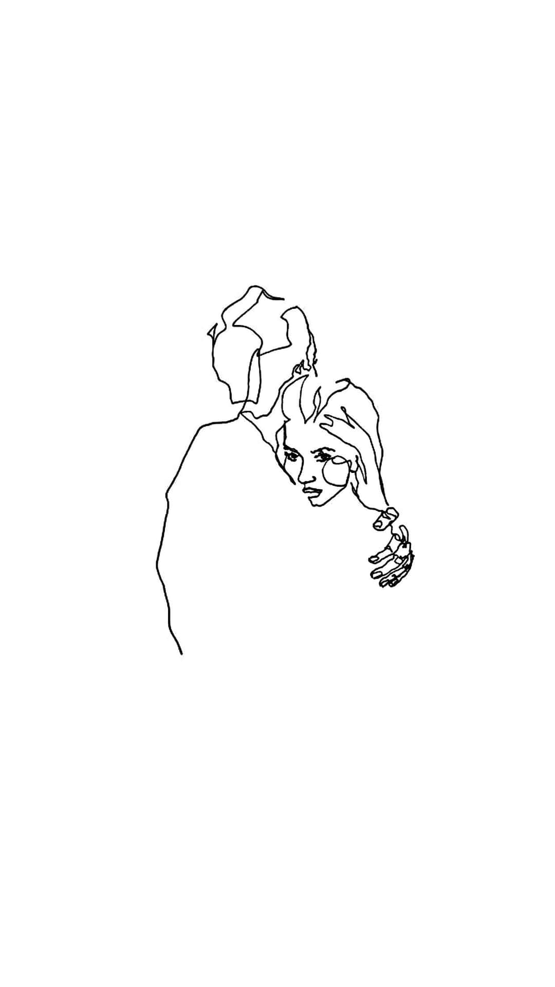 Minimalist Line Art Hugging Couple