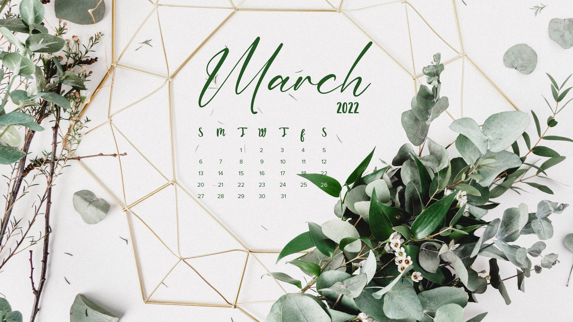 Minimalist March 2022 Calendar
