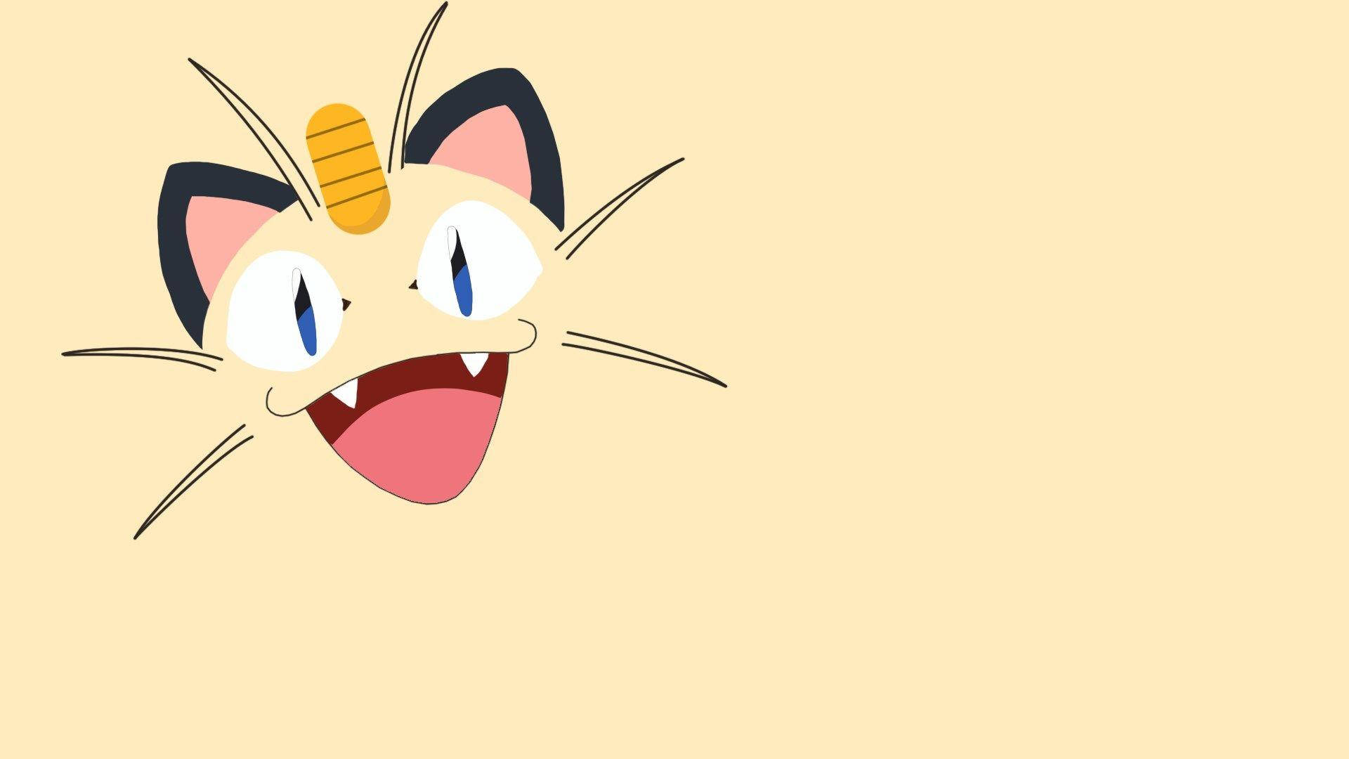 Minimalist Meowth With Cream Backdrop Background