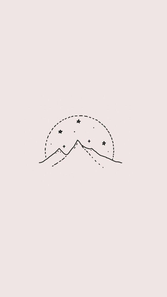 Minimalist Mountain Aesthetic Drawing Background