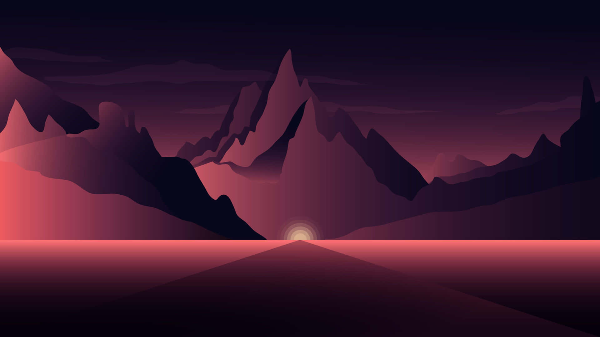 Minimalist Mountain And Empty Road Artwork Background